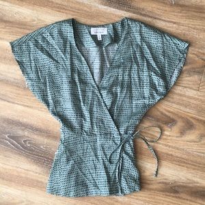 & Other Stories Mint Black Wrap Top